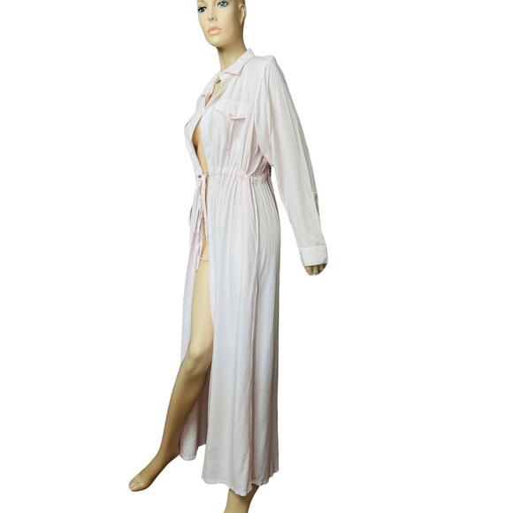 New AAB Stripes Maxi Tunic Dress Sz XL 100% Cotton New with Tag Tie on the Waist - Picture 4 of 14